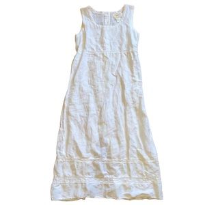 Vintage white linen bridgerton - like tank top maxi dress